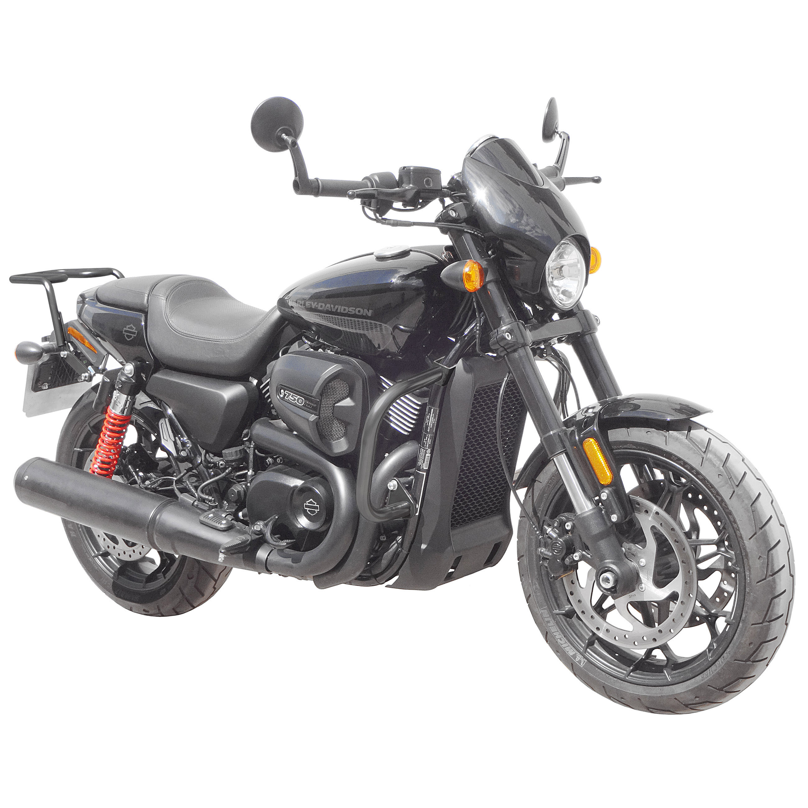 Dossier + Porte-bagages Sport-Line Black x Motorcycle Harley Street 750 -  Dossiers-Sissy Bar - Shopbikers: vente de produits pour motards sur mesure